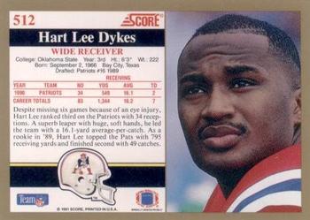 1991 Score #512 Hart Lee Dykes Back