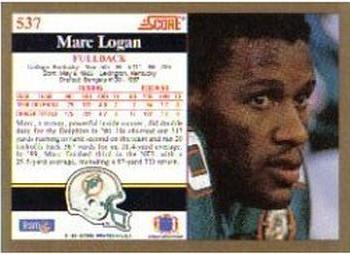 1991 Score #537 Marc Logan Back