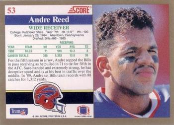 1991 Score #53 Andre Reed Back