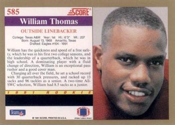 1991 Score #585 William Thomas Back