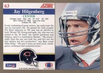 1991 Score #63 Jay Hilgenberg Back