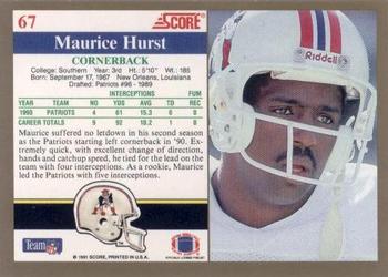 1991 Score #67 Maurice Hurst Back