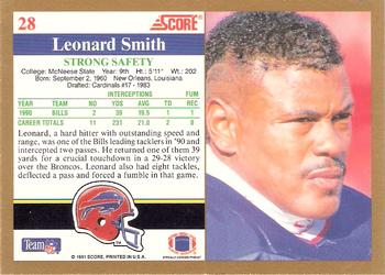 1991 Score #28 Leonard Smith Back