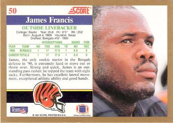 1991 Score #50 James Francis Back