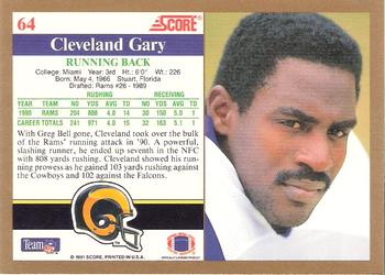1991 Score #64 Cleveland Gary Back