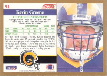 1991 Score #91 Kevin Greene Back