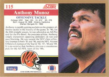 1991 Score #115 Anthony Munoz Back