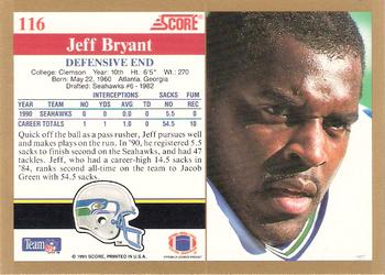 1991 Score #116 Jeff Bryant Back