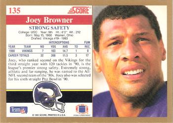 1991 Score #135 Joey Browner Back