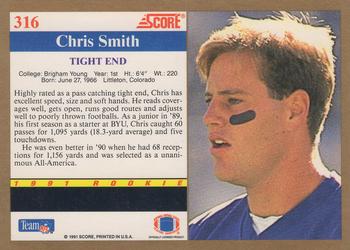1991 Score #316 Chris Smith Back