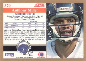 1991 Score #370 Anthony Miller Back