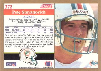1991 Score #372 Pete Stoyanovich Back