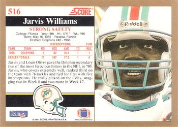 1991 Score #516 Jarvis Williams Back