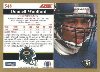 1991 Score #548 Donnell Woolford Back