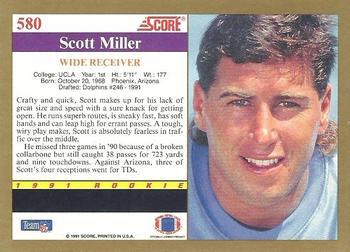 1991 Score #580 Scott Miller Back