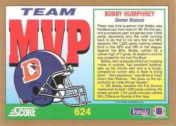 1991 Score #624 Bobby Humphrey Back