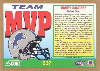1991 Score #637 Barry Sanders Back