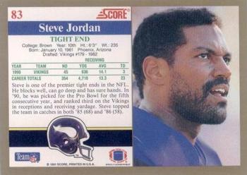 1991 Score #83 Steve Jordan Back