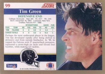 1991 Score #99 Tim Green Back