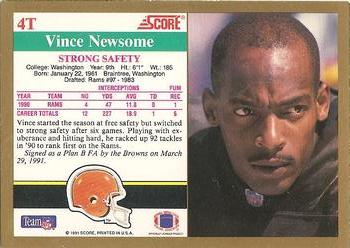 1991 Score Supplemental #4T Vince Newsome Back