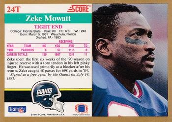 1991 Score Supplemental #24T Zeke Mowatt Back