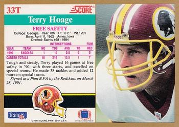 1991 Score Supplemental #33T Terry Hoage Back