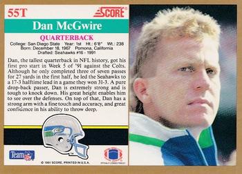 1991 Score Supplemental #55T Dan McGwire Back