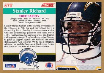 1991 Score Supplemental #57T Stanley Richard Back