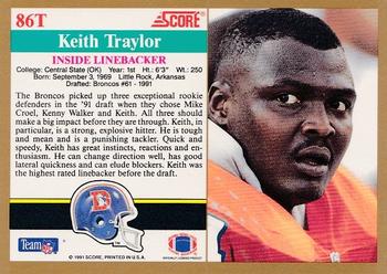 1991 Score Supplemental #86T Keith Traylor Back