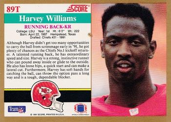 1991 Score Supplemental #89T Harvey Williams Back