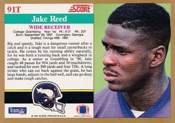 1991 Score Supplemental #91T Jake Reed Back