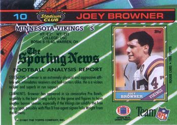 1991 Stadium Club #10 Joey Browner Back