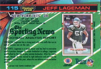1991 Stadium Club #115 Jeff Lageman Back