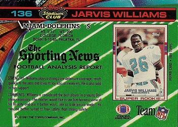 1991 Stadium Club #136 Jarvis Williams Back