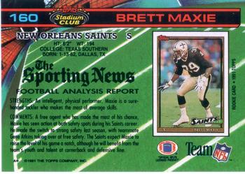 1991 Stadium Club #160 Brett Maxie Back