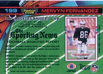 1991 Stadium Club #199 Mervyn Fernandez Back