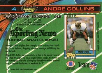 1991 Stadium Club #4 Andre Collins Back