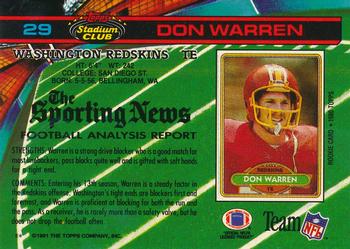 1991 Stadium Club #29 Don Warren Back