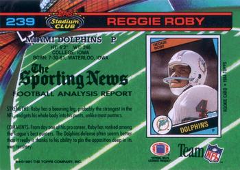 1991 Stadium Club #239 Reggie Roby Back
