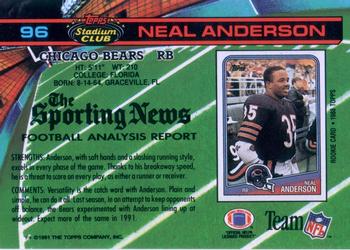 1991 Stadium Club #96 Neal Anderson Back