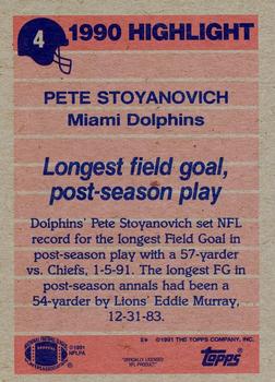 1991 Topps #4 Pete Stoyanovich Back