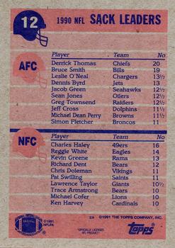 1991 Topps #12 1990 Sacks Leaders (Derrick Thomas / Charles Haley) Back