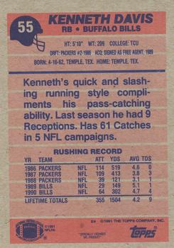 1991 Topps #55 Kenneth Davis Back
