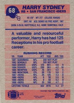 1991 Topps #68 Harry Sydney Back