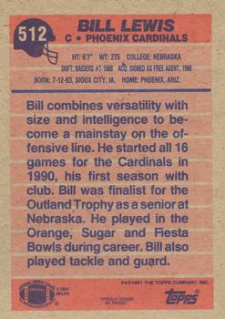 1991 Topps #512 Bill Lewis Back