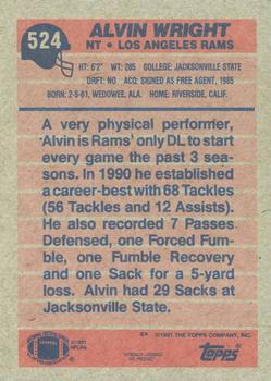 1991 Topps #524 Alvin Wright Back