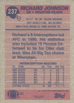 1991 Topps #237 Richard Johnson Back