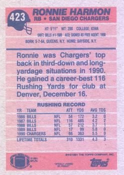 1991 Topps #423 Ronnie Harmon Back