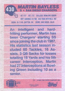 1991 Topps #430 Martin Bayless Back