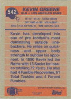 1991 Topps #542 Kevin Greene Back